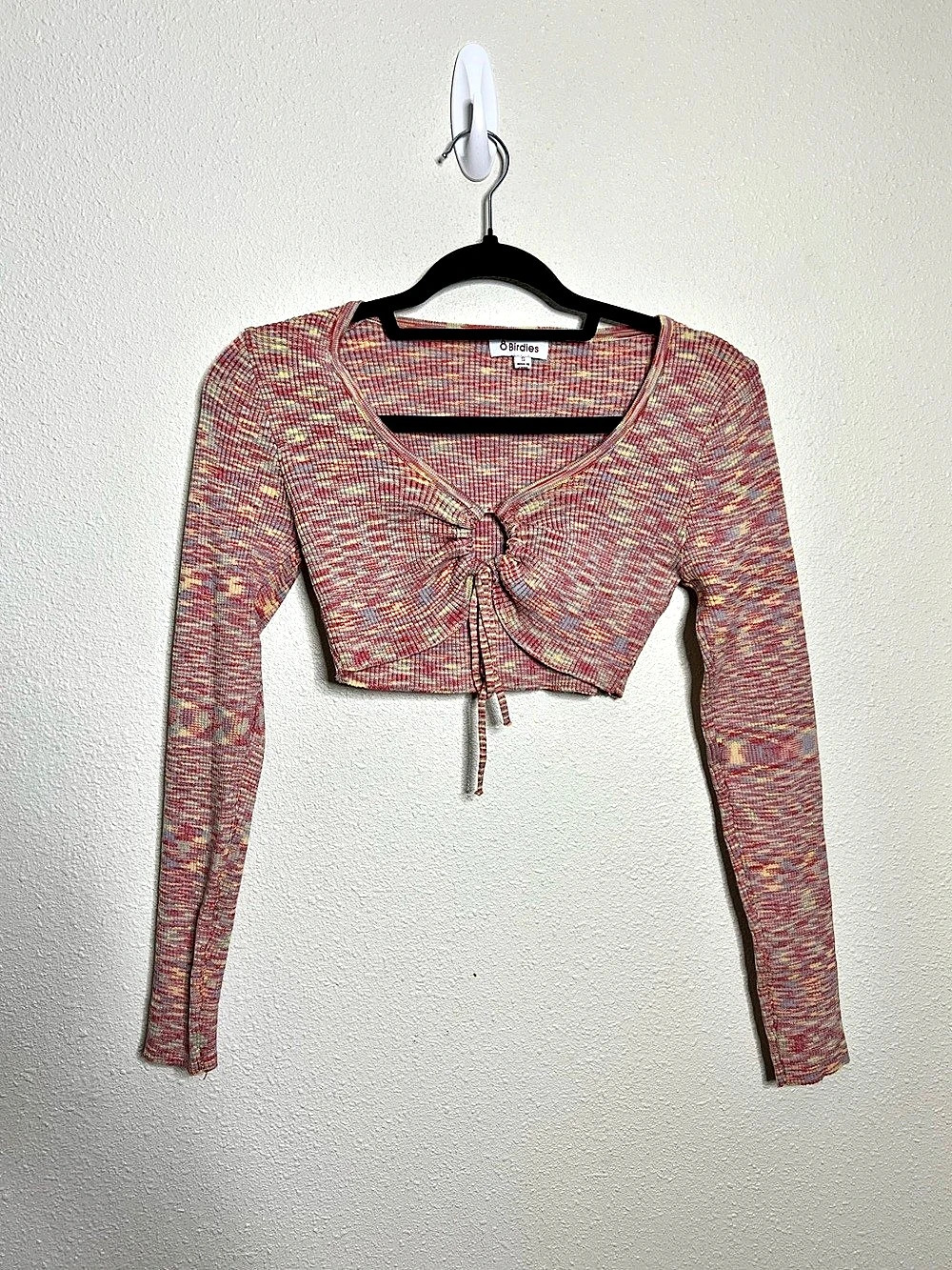 Biraides Color Block Long Sleeve Crop Top in Size Small